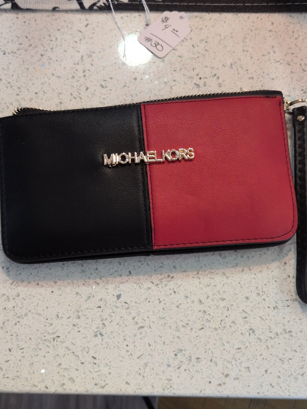 Michael Kors Two-Tone Black and Red Leather Wristlet